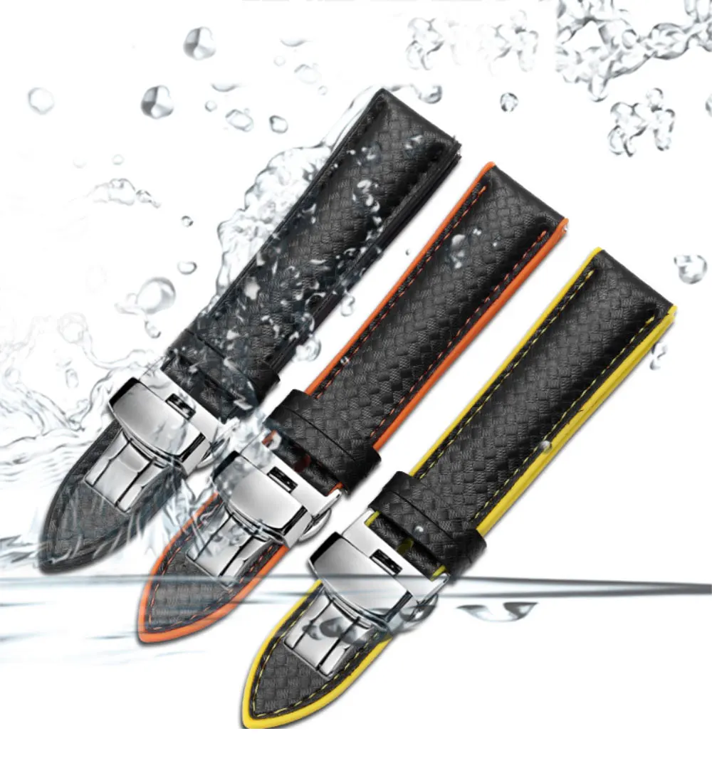 Carbon fiber pattern Silicone watchband black wristband adaptation Samsung galaxy watch Gear S2 S3 sport Quick release