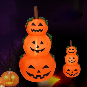 

Halloween Decoration Halloween Inflatable Air Mold Halloween Pumpkin Air Mold 1.2 Meters 3 Mumpkin Ghosts Connected Pumpkin