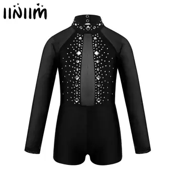 

Kids Girls Ballerina Sparkly Rhinestone Tulle Splice Backless Ballet Dance Gymnastics Leotard Unitard Biketard Dancewear Costume