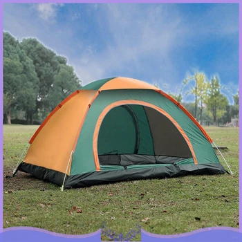 

Outdoor Camping Folding Automatic Tent Pop Up Dome Waterproof Backpacking Tents 3-4 Person Fishing Anti UV Beach Tent Shelter
