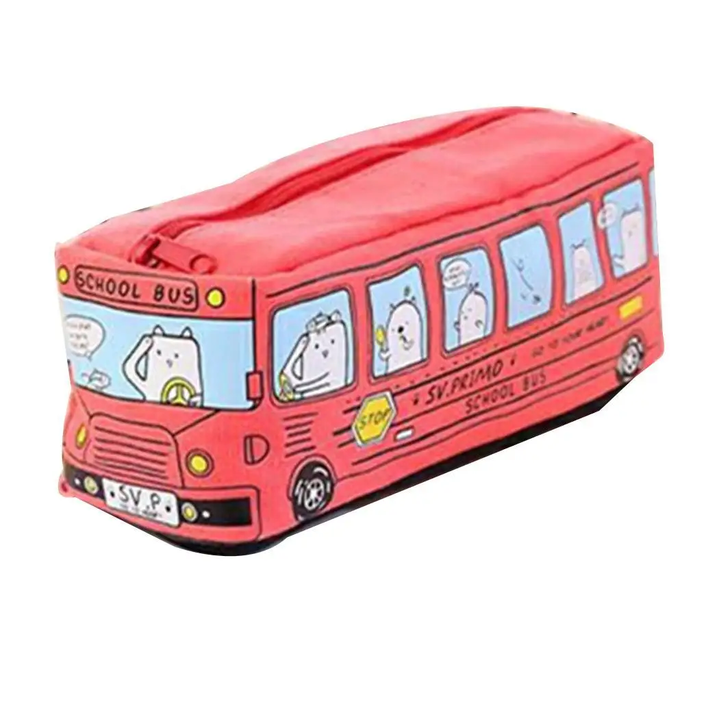 Холст Ручка Сумка креативная Милая школа в форме автобуса Пенал школьный канцелярские принадлежности для студентов портативные карандаши упаковка для хранения
