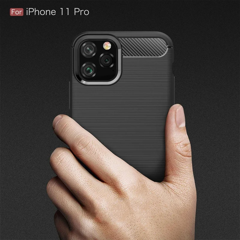 Для 11 Pro Max чехол из углеродного волокна роскошный противоударный ультра-тонкий мягкий чехол из ТПУ-6,1 дюйма