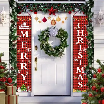 

MERRY CHRISTMAS Door Porch Banner Hanging Ornament For Home Party Happy New Year Navidad Xmas Decorations
