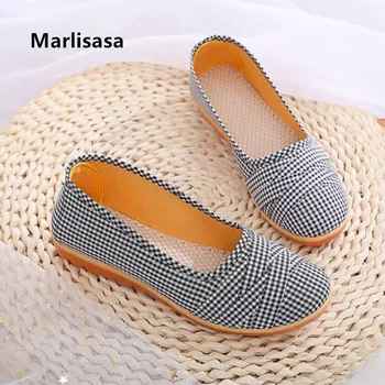 

Marlisasa Women Cute Light Weight Anti Skid Black Cloth Dance Shoes Female Casual Spring Slip on Loafers Cool Street Shoes F5706