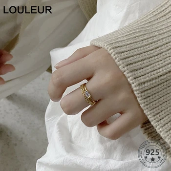 

LouLeur Women's 925 Sterling Silver Diamond Rings Fashion Sample Gold Lace Rings for Women Fine Jewelry Valentine's Day Gifts