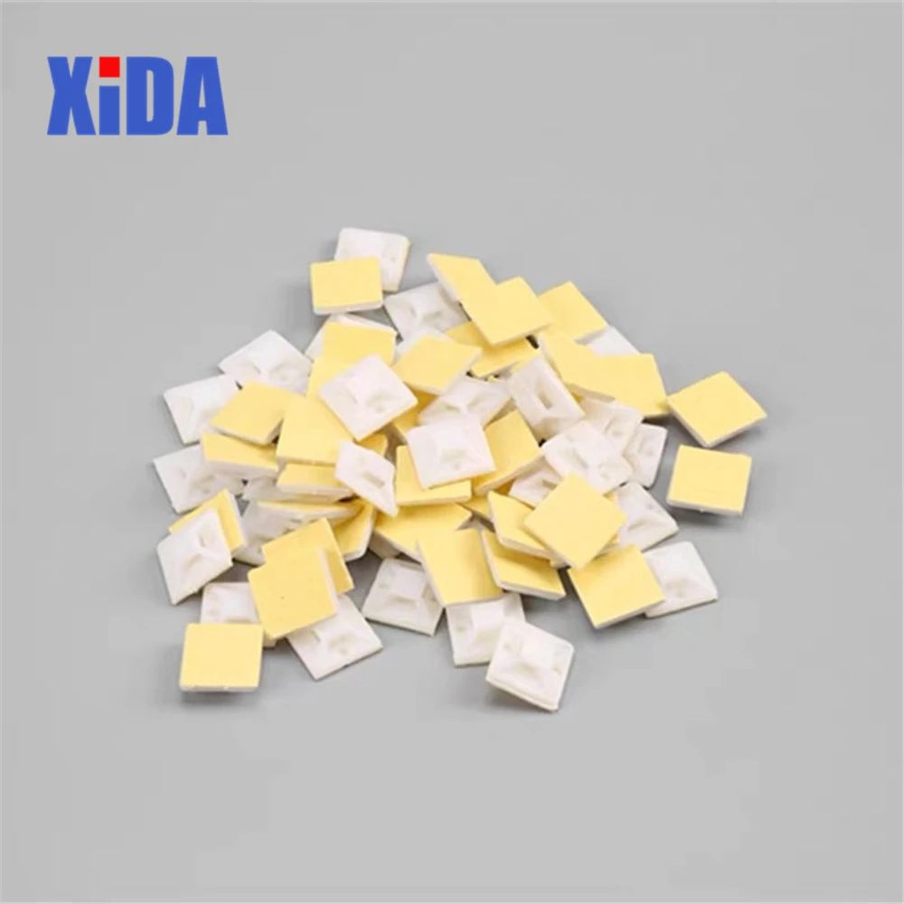 

100Pcs Plastic Self Adhesive Cable Tie Mount Base Holder White 20 25 30 40mm Since the glue type positioning Free Shipping