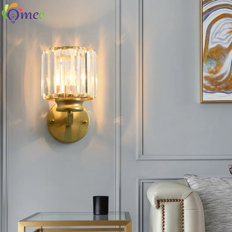 Modern Indoor Wall Lamps For Bedroom Bedside Livingroom Decoration LED Sconce Lamp Bathroom Home Light Crystal Golden Wall Light