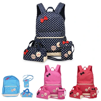 

3 Pcs/Set New waterproof Girl School Bags For Teenagers backpack women shoulder bags, Dark Blue