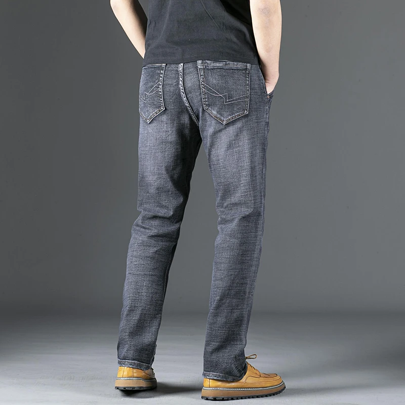 Male Jeans Men Men'S Jean Homme Denim Baggy Pants Trousers Straight Biker Cargo Casual Tactical Military Many Multi-Pocket Black