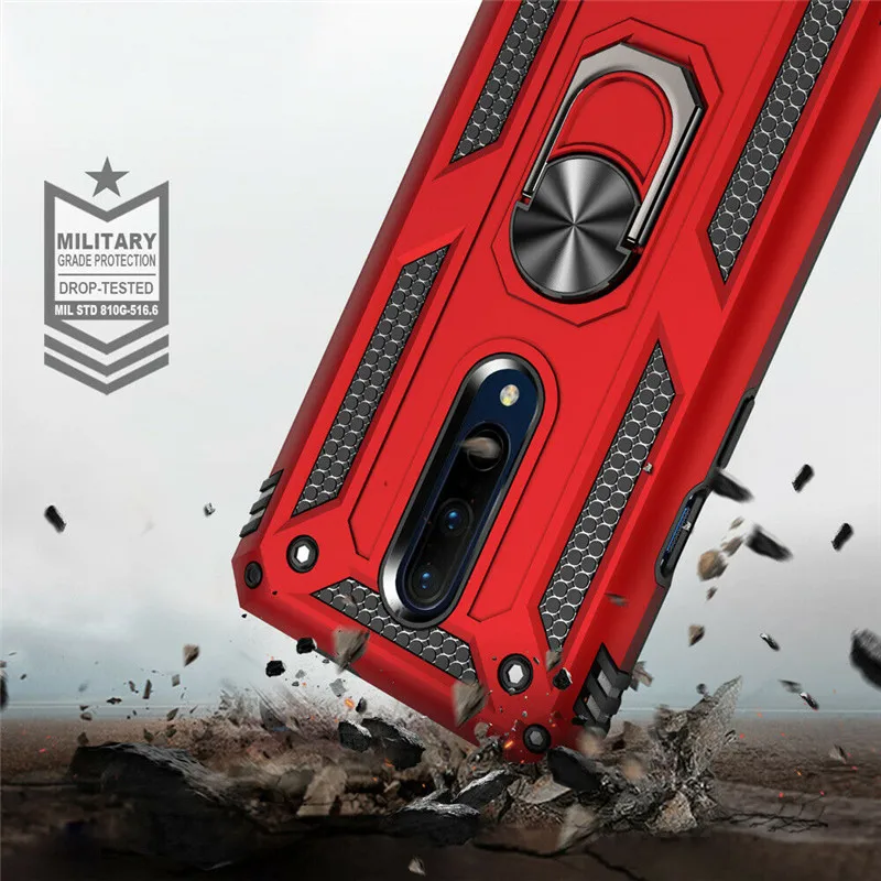 Роскошный армированный противоударный чехол для Oneplus 7 pro с металлическим кольцом-держателем и магнитной подставкой для One plus 7 pro Coque