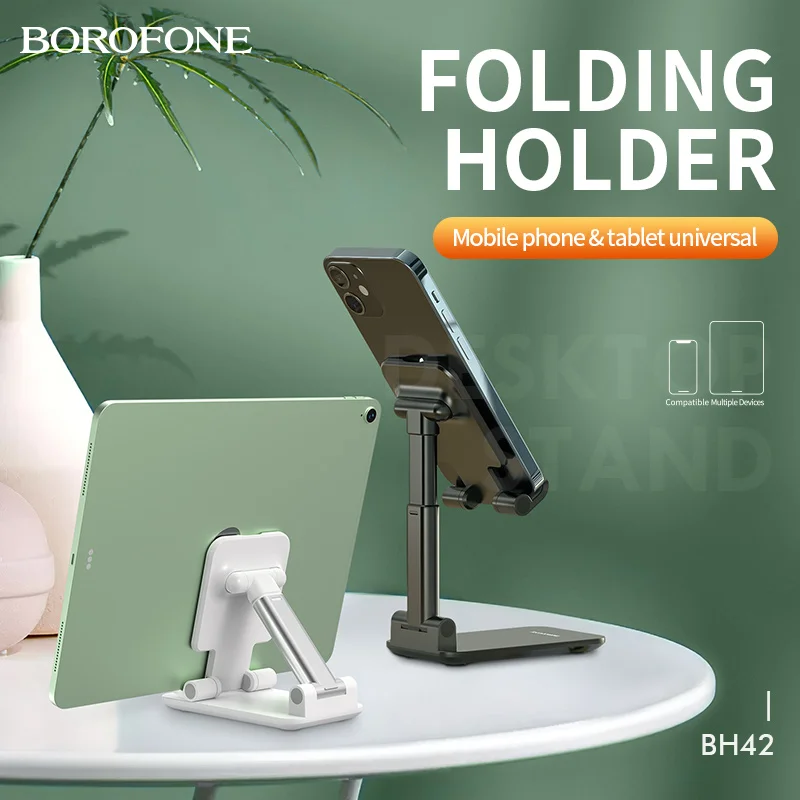 

BOROFONE Mobile Phone Holder Stand for iPhone 12 11 Pro Metal Foldable Mobile Phone Stand Desk for iPad poco x3 pro Huawei Table