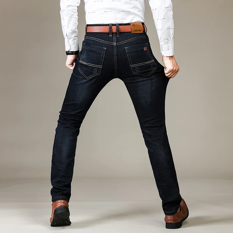 Business Casual Stretch Slim Jeans New Men's Brand Fashion Jeans 80s Classic Trousers high-grade Denim Pants dropshipping