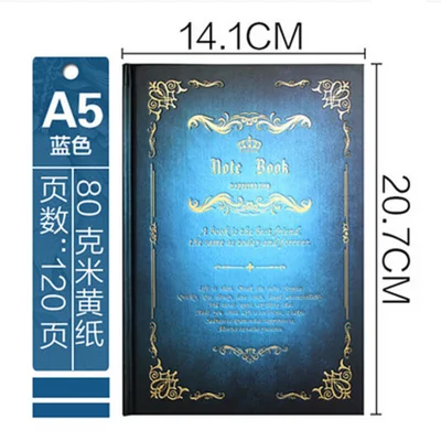blue 1 шт А5 твердая кожаная записная книжка-календарь Волшебная книга креативный Европейский ретро искусство утолщенный блокнот 120 страниц - Цвет: blue