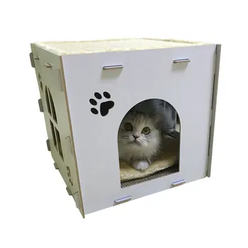 

Wooden Cat House Small Four Seasons Villa Sisal Litter ching Plate Corrugated s Grinding Claws Toy