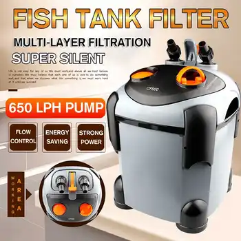 

Aquarium External Fish Tank Canister Filter 650LPH 9.3W for Aqua Fish Tank Filtration Pet Supplies with Intake Output Hose Kit