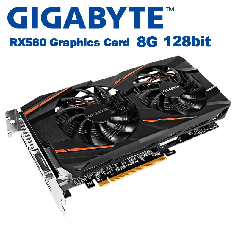Видеокарты GIGABYTE RX580 8 Гб 128 бит GDDR5 для RX500 серии VGA карты DisplayPort HDMI DVI Видеокарта