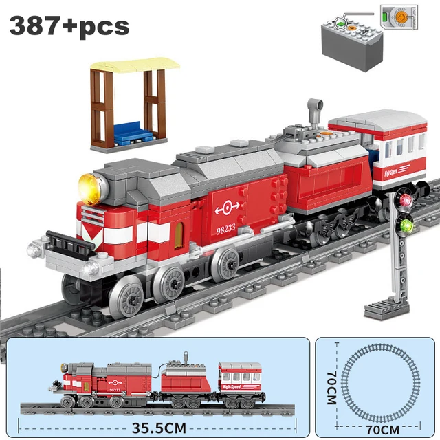 Compatible Lego City Train Power-Driven Diesel Rail Train Cargo With Track