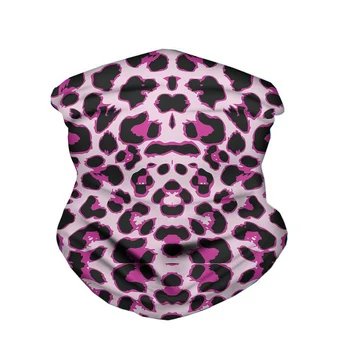 

WHEREISART Pink Leopard Design Women Multi Use High Elastic Washbale Anti Haze Dustproof Scarfs Seamless Bandanas Balaclava