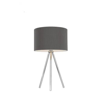 

tripod metal table lamp E14 lamp head dark grey cloth cover living room decorative cloth cover three-legged table lamp