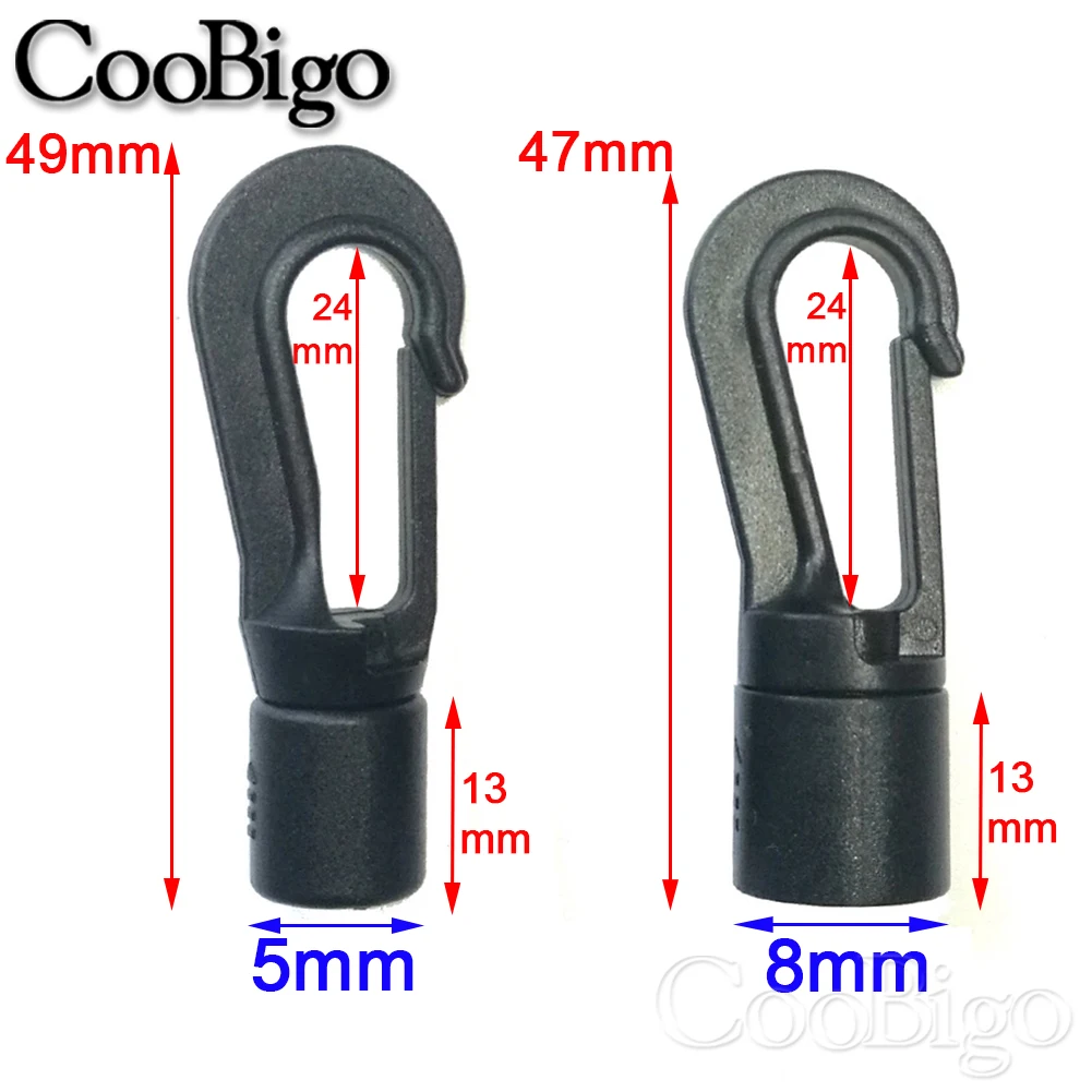 5mm 8mm Elastic Rope Hooks Bungee Shock Fastener Cord End Hanging Connector for Tying Kayak Boat Bike Tent Awning Parts 5/10pcs elastic rope hooks