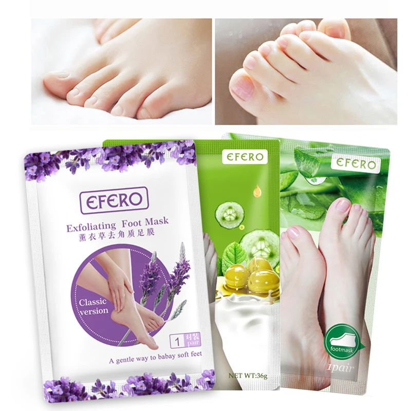 EFERO 6 шт = 3 Упаковка отшелушивающая маска для ног пилинг кожи отмершей кожи отшелушивающая маска для ног педикюрные носки Лаванда алоэ маски для ног