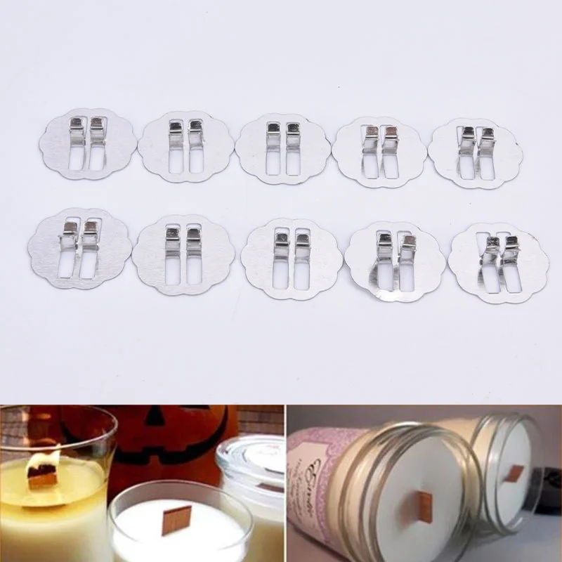 10pcs Wood Candle Wicks Base Clip Iron Candles Making DIY For Wicks