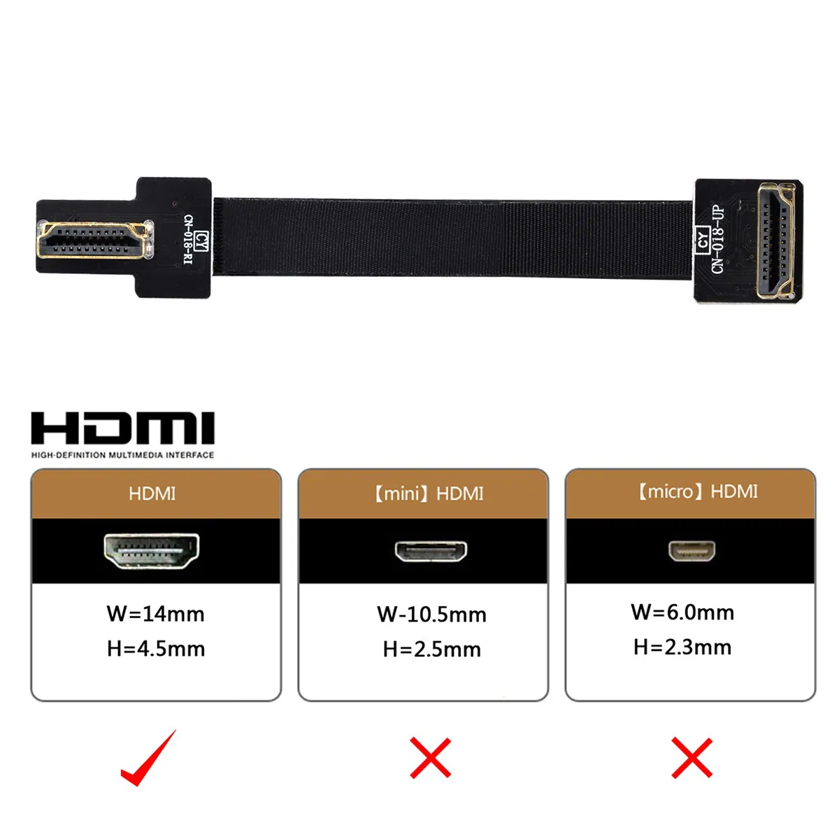 

CYFPV двойной 90-градусный прямоугольный HDMI-совместимый тип «Папа-папа» HDTV FPC плоский кабель для FPV HDTV антенна фотографии
