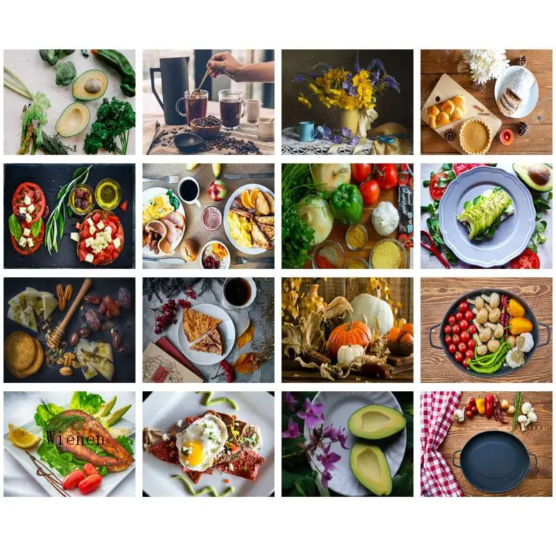 

Delicious Food Cross Stitch Diamond Painting Handmade Wall Art 5D Diy Embroidery Square Round Diamond Kitchen Restaurant Decor