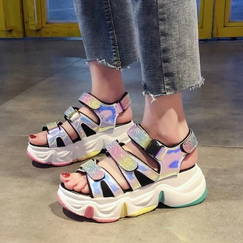

Rainbow Sole Female Sports Sandals Women Shoes Summer Platform Sandals Women Beach Shoes Rubber Wedges Shoes for Women Sandalen