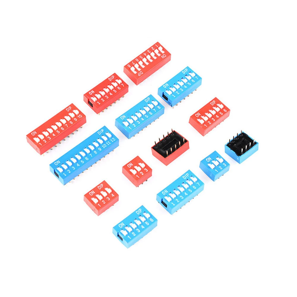 5-10PCS/Lot DIP Switch Red And Blue 2.54MM DS- 1/2/3/4/5/6/7/8/9/10/12P | Обустройство дома