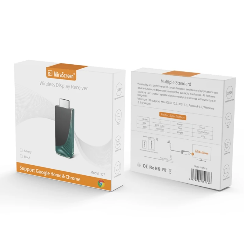 4K* 2K HD Mira экран 2,4G/5G Android tv Stick экран литой Airplay двойной адаптер