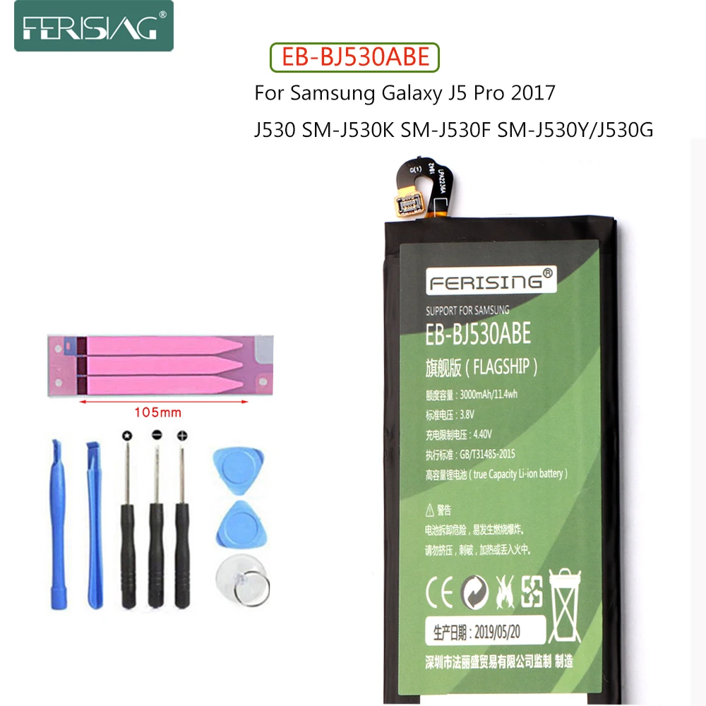 

FERISING Orginal EB-BJ530ABE 3000mAh battery For Samsung Galaxy J5 Pro 2017 J530 SM-J530K SM-J530F SM-J530Y/G batteria Batteries