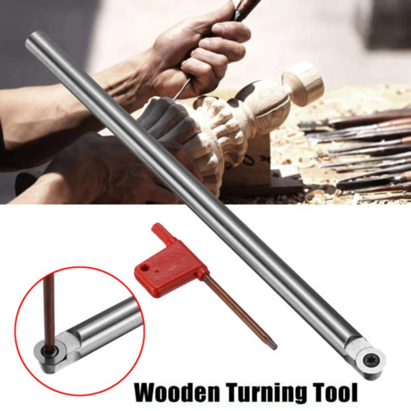 

1pc silver alloy 250mm Wood Turning Chisel R6 Round Carbide Tip Bit Multi Lathe Tool + T15 Wrench tool set