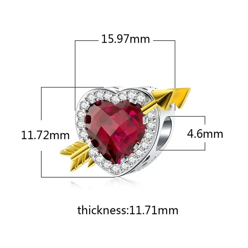 DALARAN красное сердце любовь CZ серебряные бусины 925 пробы талисманы подходят талисманы Pandora 925 браслет для женщин Изготовление ювелирных изделий