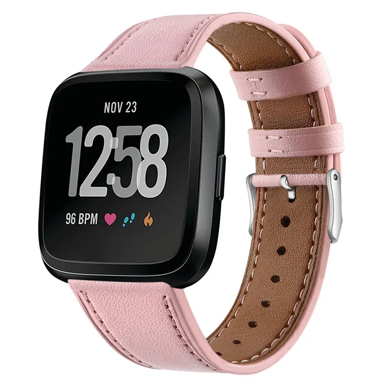 Браслет из натуральной кожи на запястье для Fitbit часы Versa Band