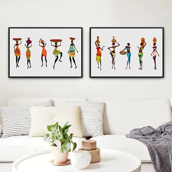 

African Women in Traditional Dress Pictures Canvas Poster Poster , Abstract African Black Women Prints Traditional Decoration