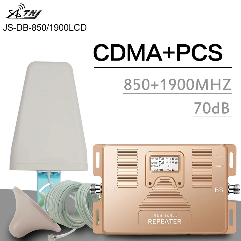 ATNJ 3G CDMA 850 шт. 1900 Φ усилитель сигнала UMTS 70 дБ усиление ЖК дисплей полоса 2