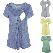 Одежда для беременных, топы для грудного вскармливания, многослойный топ для кормления, короткий рукав, летняя однотонная мягкая туника, прочная