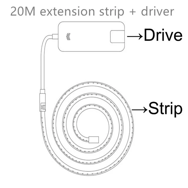 Умный светодиодный светильник Xiaomi Yeelight 30 м, цветная регулировка температуры, приложение, Bluetooth, дистанционное управление, голосовое управление, интеллектуальный - Цвет: 20M Strip add Driver