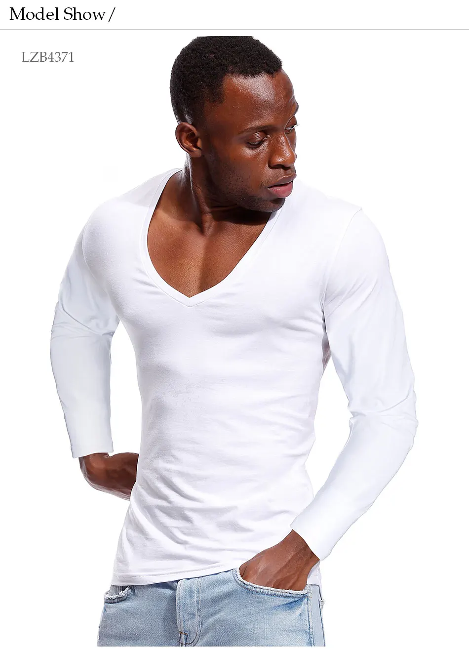 Deep V Neck Top Tees Tshirt for Men 