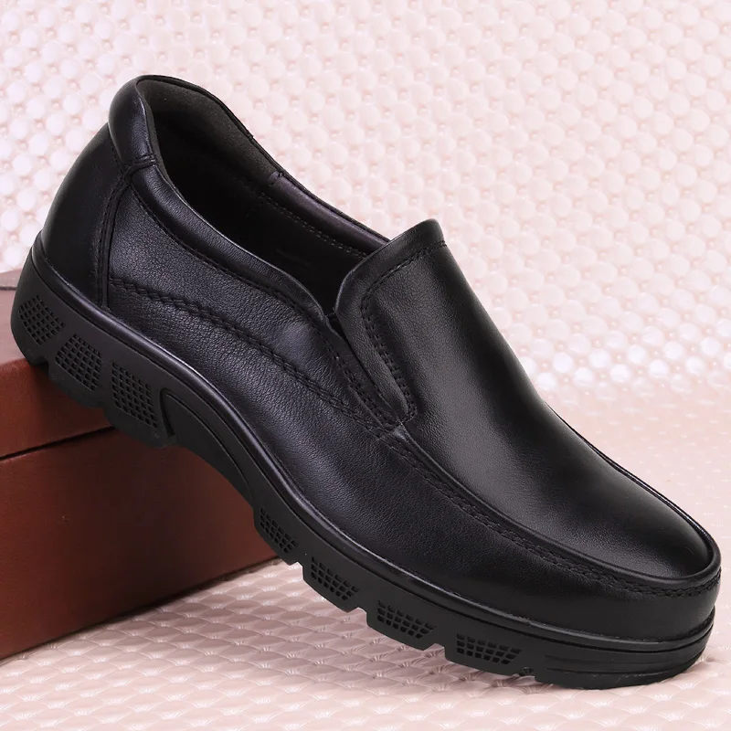 Shoes Men Loafers Black genuine Leather Shoe Men Platform cow Leather