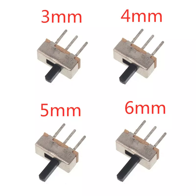 20Pcs SS12D00 Interruptor on-off mini Slide Switch 3pin 1P2T 2 Position High quality toggle switch Handle length:3MM/4MM/5MM/6MM 1