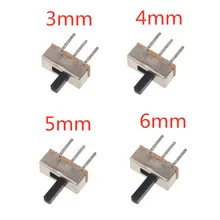 20 pces ss12d00 interruptor de corrediça mini interruptor de corrediça 3pin 1p2t 2 posição de alta qualidade interruptor de alternância comprimento do punho: 3mm/4mm/5mm/6mm