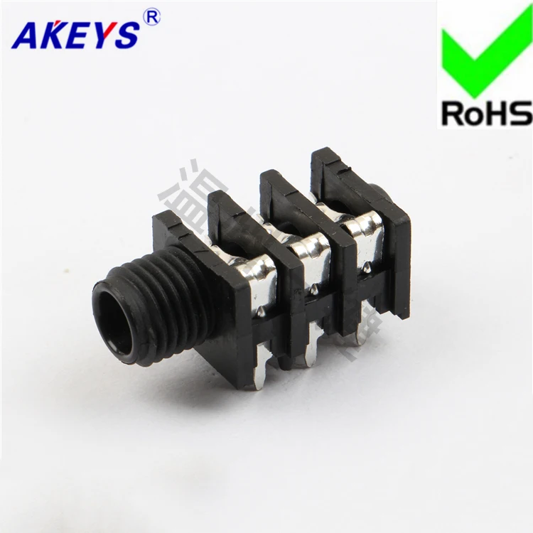 

2 PCS PJ-609 All Plastic High Quality 6.35MM Socket Microphone 6 Foot Socket 2 Fixed Foot Stereo Headphone Socket