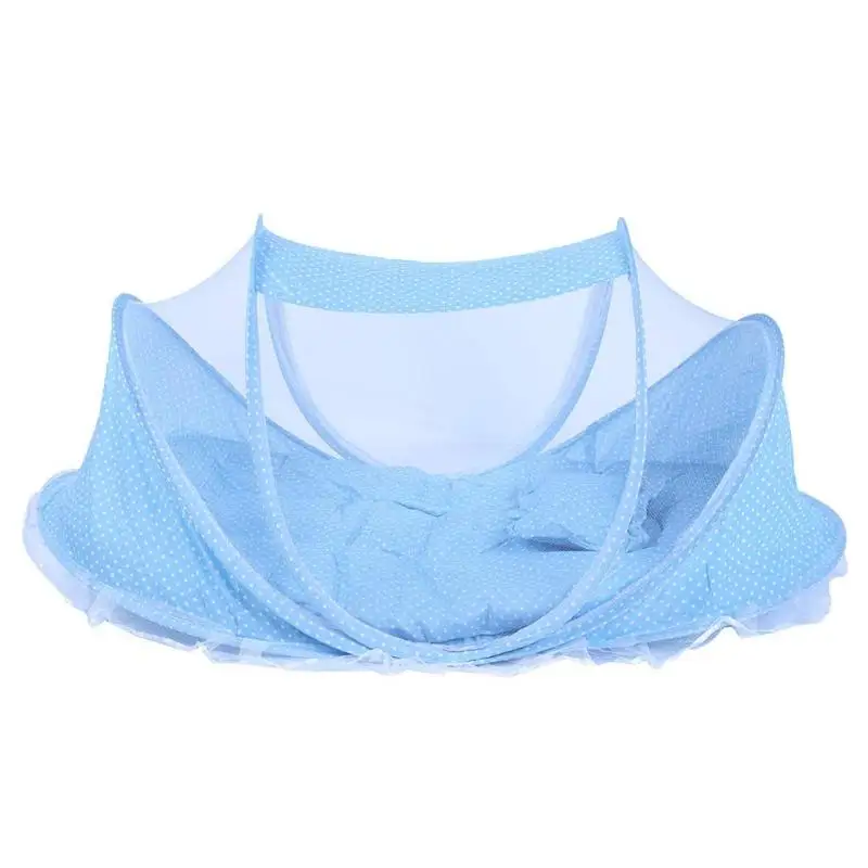 Blue 2 Складные детские музыкальные москитные сетки Кровать Матрас Подушка костюм из трех предметов - Цвет: Blue 2