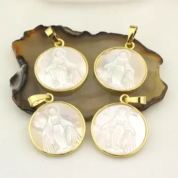 

22mm 10pcs/lot New style shell pendant,fashion religion charm pendant,plating gold cz jewelry accessories