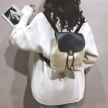 

Straw Woven Backpack Women Back Pack Summer Teenage Girl Quality Backpacks Travel Bags Girls Mini Backpack Mochila #T1G