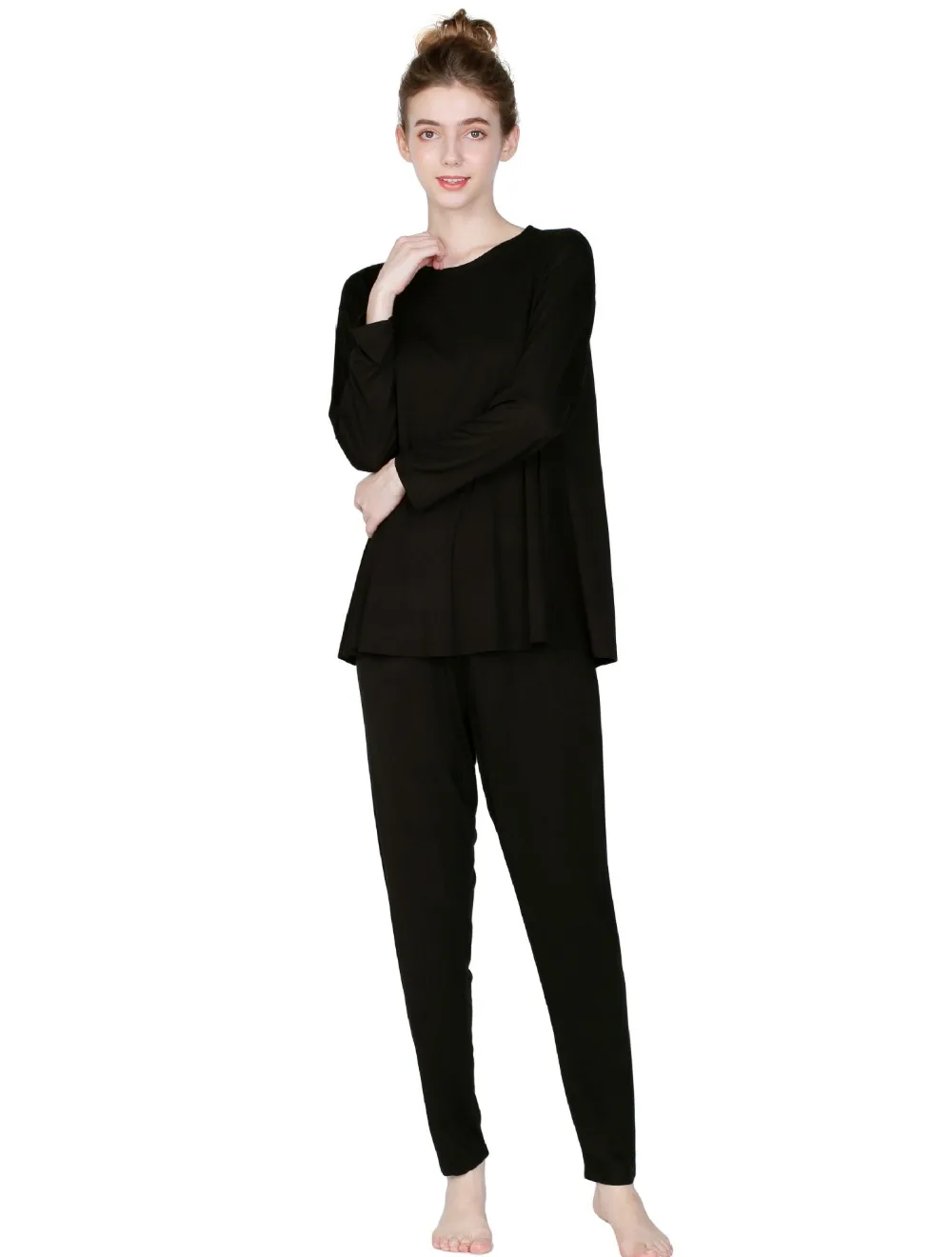 Pijama новые модальные домашние костюмы с длинными рукавами комплект из двух предметов, женские повседневные пижамы, КОСТЮМЫ СВОБОДНАЯ Пижама, рубашка+ штаны, комплект из 2 предметов