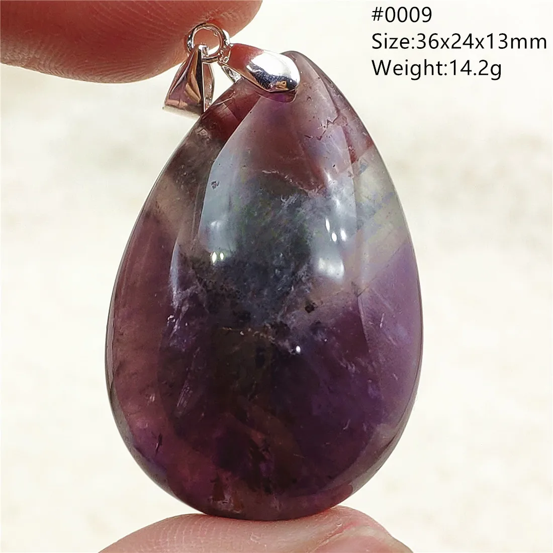 Genuine Natural Cacoxenite Auralite 23 Purple Red Pendant Water Drop Rutilated Bead Women Men AAAAAA
