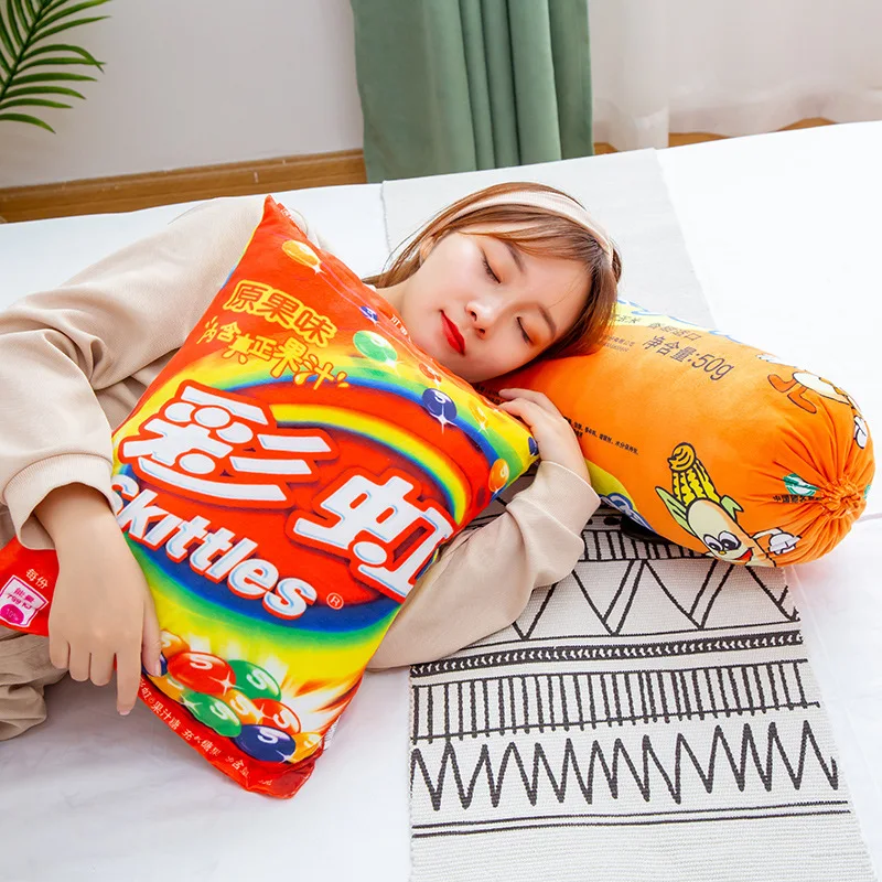 Simulation Instant Noodles Plush Pillow Stuffed Beef Fried Noodles Rainbow Candy Hot Dogs Potato Chips Gifts Food Plush Toy